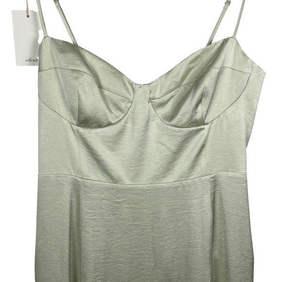 Wilfred Midi Slip Dress Light Green Satin Bustier Slit Slinky - Picture 2 of 16